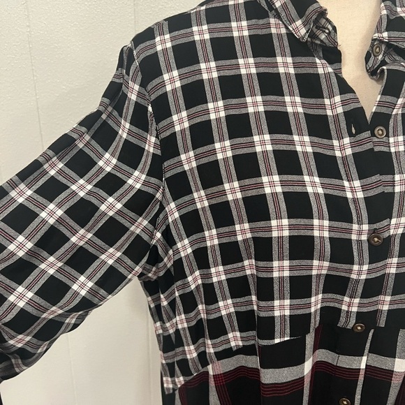 BeachLunch Lounge two pattern plaid rayon button down shirt - Picture 8 of 11